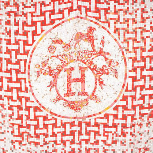 エルメス HERMES モザイク24 MOSAIQUE AU 24 スカーフ 絹 シルク 赤  
