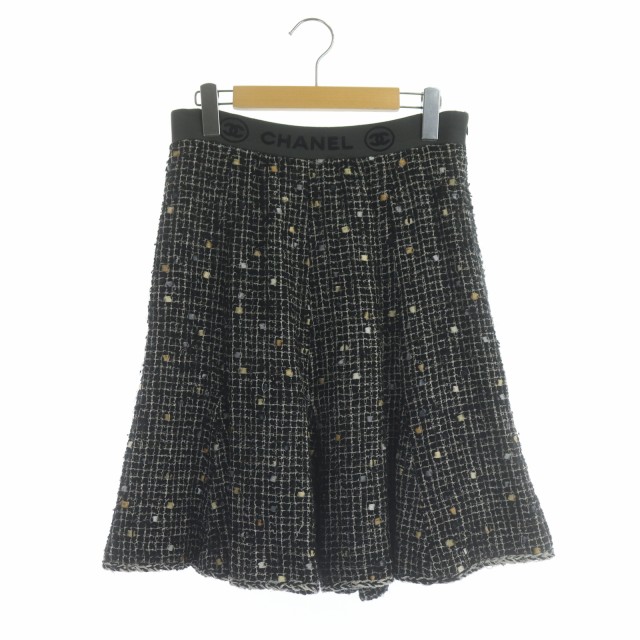 CHANEL ブラック フレアスカート 38