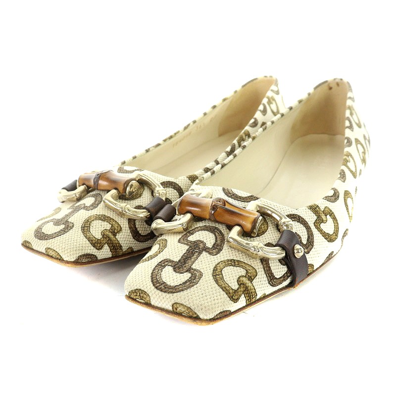グッチ GUCCI フラットシューズ パンプス ホースビットバンブー 