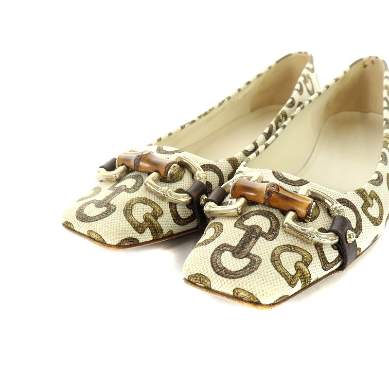 グッチ GUCCI フラットシューズ パンプス ホースビットバンブー 