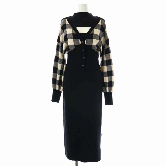 Multi-Way Plaid Knit Dress Mサイズ Her lip to Multi-Way Plaid Knit
