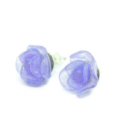 シャネル CHANEL ピアス カメリア 花 フラワー 紫 パープル /MF □OS 