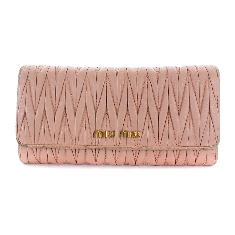 ミュウミュウ miumiu マテラッセ 長財布 二つ折り パスケース付き 