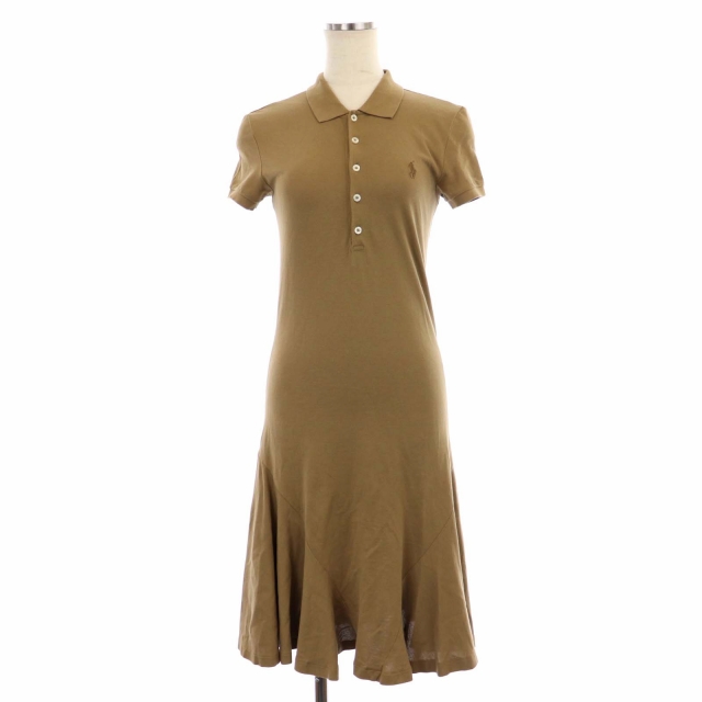ラルフローレン RALPH LAUREN 理後刺繍ポロワンピース 膝丈 半袖 XS 茶
