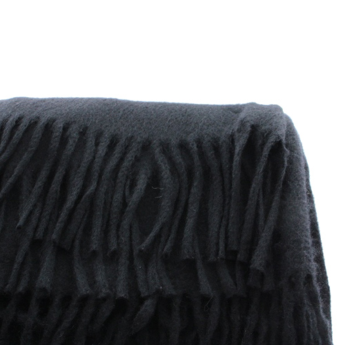 プラダ PRADA マフラー カシミヤ トライアングル ストール フリンジ 黒