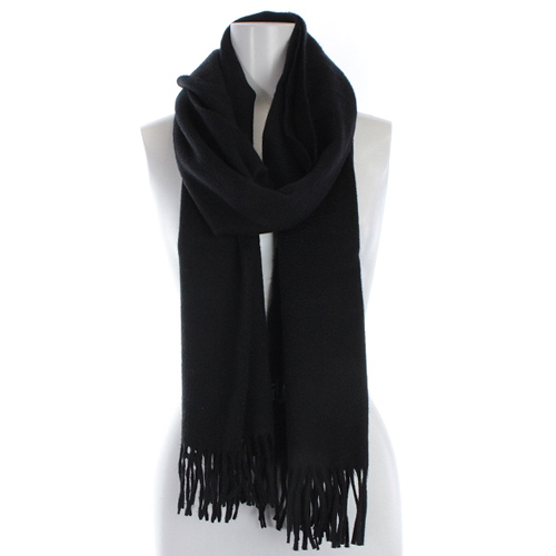 PRADA ブラック カシミヤ マフラー プラダ PRADA マフラー カシミヤ トライアングル ストール フリンジ 黒