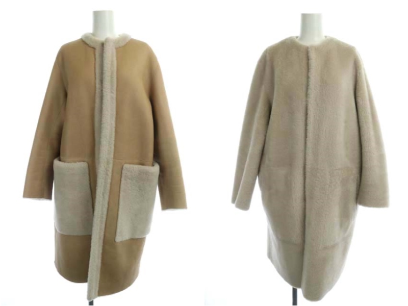 ドゥロワー Drawer シープムートンノーカラーコート リバーシブル  