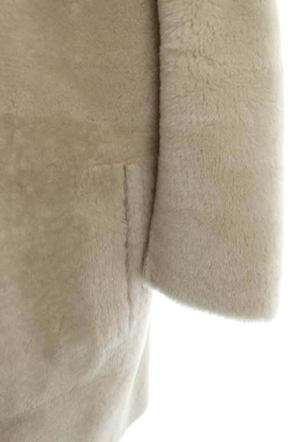 Drawerドロワー・グレージュ・ファー付きケープ36【新品同様】 ドゥロワー Drawer シープムートンノーカラーコート