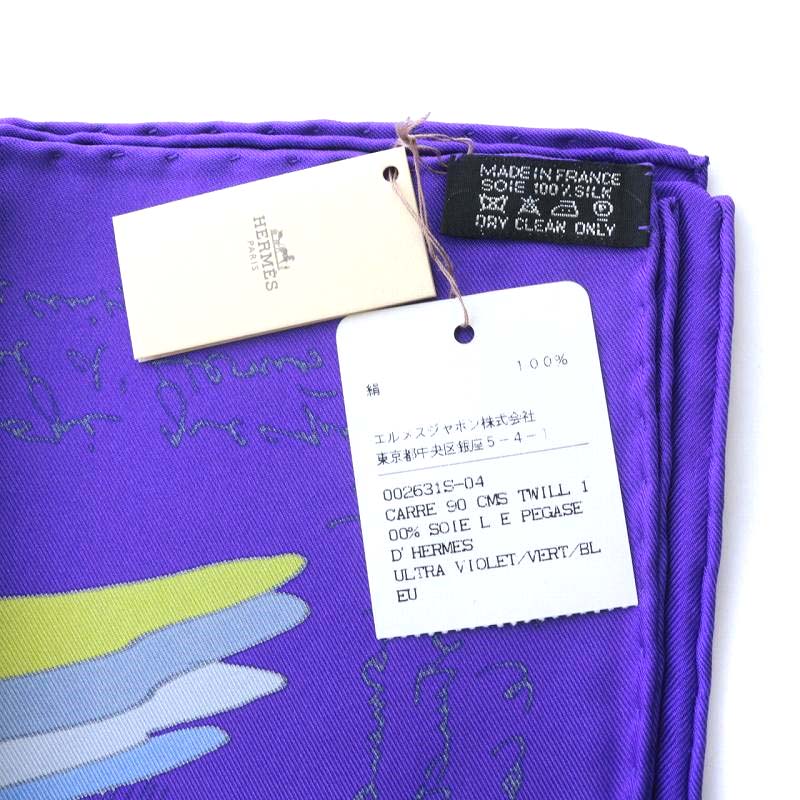 未使用品 エルメス HERMES スカーフ カレ90 エルメスのペガサス LE