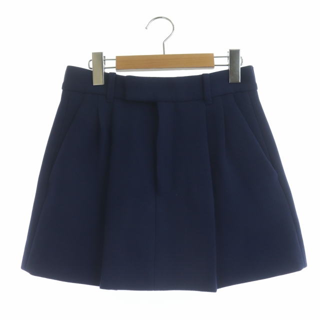 ミュウミュウ miumiu タック ミニスカート 台形 38 紺 ネイビー /ES  