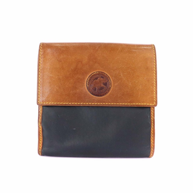 ハンティングワールド HUNTING WORLD 二つ折り財布 Wホック レザー 黒  