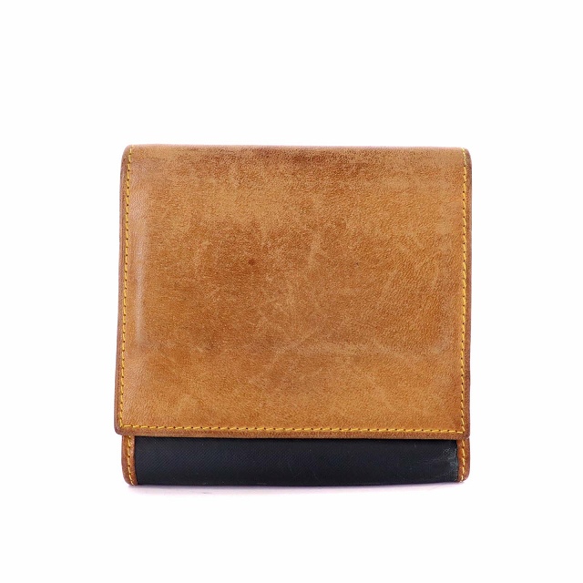 ハンティングワールド HUNTING WORLD 二つ折り財布 Wホック レザー 黒  