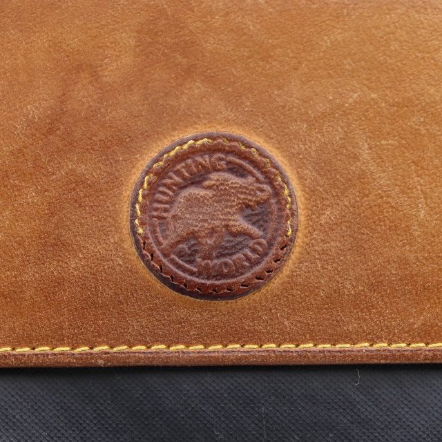 ハンティングワールド HUNTING WORLD 二つ折り財布 Wホック レザー 黒  