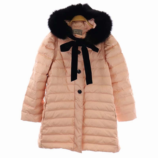 ミュウミュウ miumiu ダウンコート アウター ミドル丈 ファー フード  