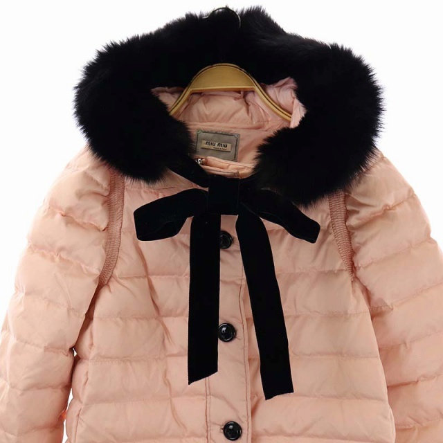 ミュウミュウ miumiu ダウンコート アウター ミドル丈 ファー フード 