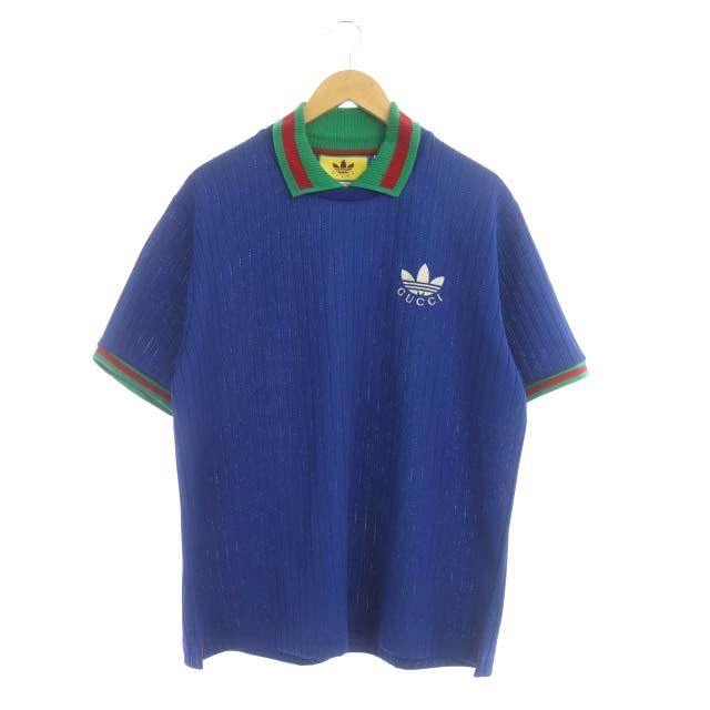 グッチ GUCCI × アディダス adidas ポロシャツ 半袖 ニット調 切替 