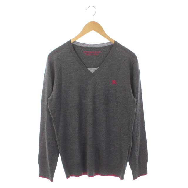 BURBERRY BLACK LABEL グレー Vネックニット BURBEARY BLACK LABEL