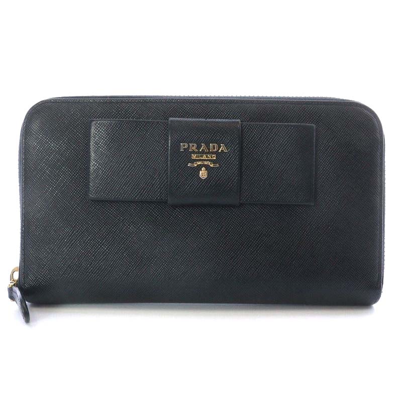 プラダ PRADA サフィアーノ 長財布 リボンモチーフ ラウンドファスナー  