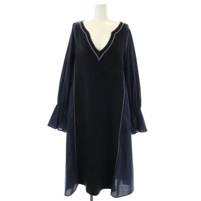 マチャット MACHATT ドッキングフレアニットワンピース ロング 長袖 V  