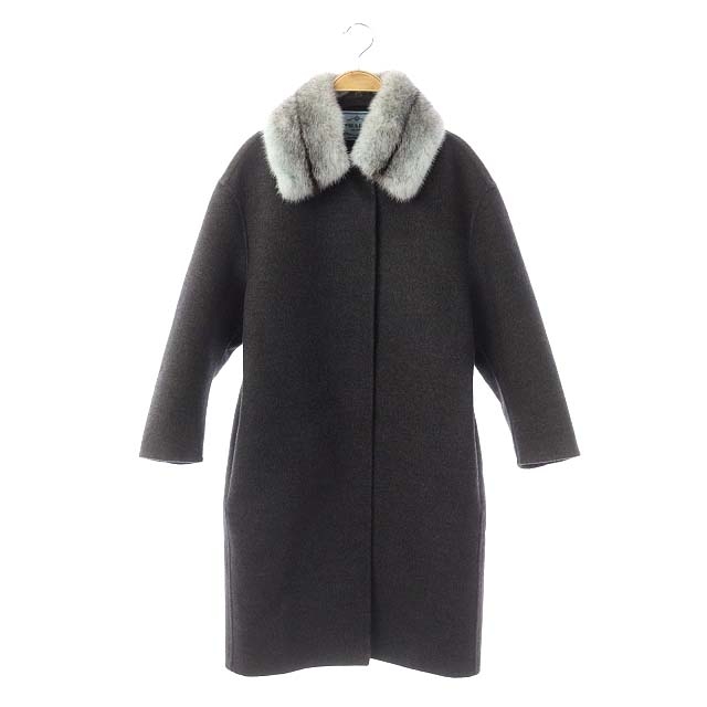 プラダ PRADA ミンクファー付きウールアンゴラコート アウター ロング 