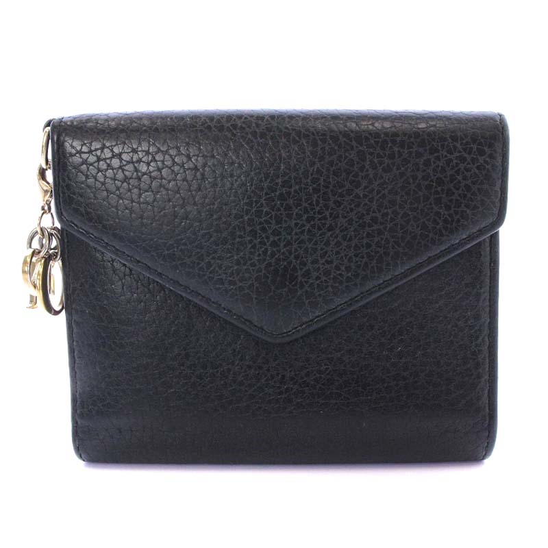 クリスチャンディオール Christian Dior 財布 三つ折り レザー 黒