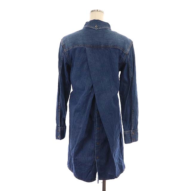 ディーゼル DIESEL デニムワンピース ひざ丈 長袖 リボンベルト付き XS  