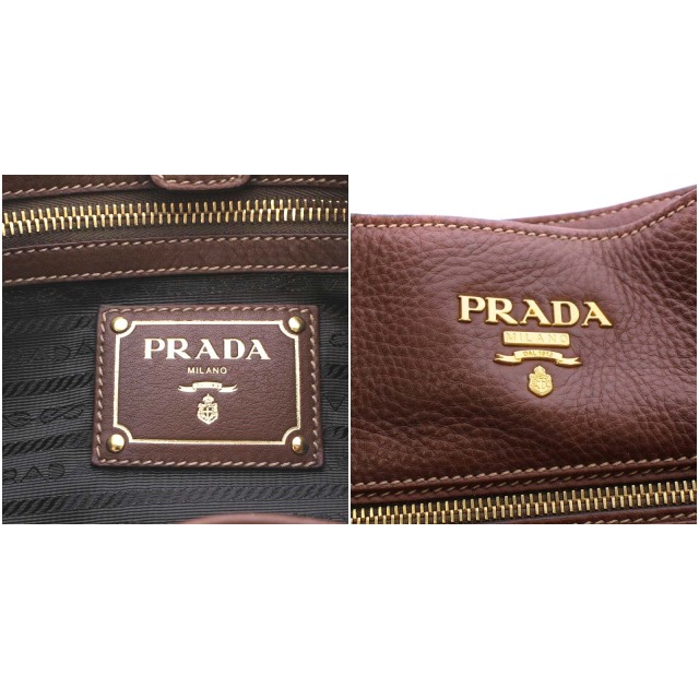 プラダ PRADA ショルダーバッグ ワンショルダー レザー NOCCIOLO 茶色  