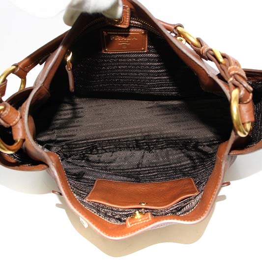 プラダ PRADA ショルダーバッグ ワンショルダー レザー NOCCIOLO 茶色  