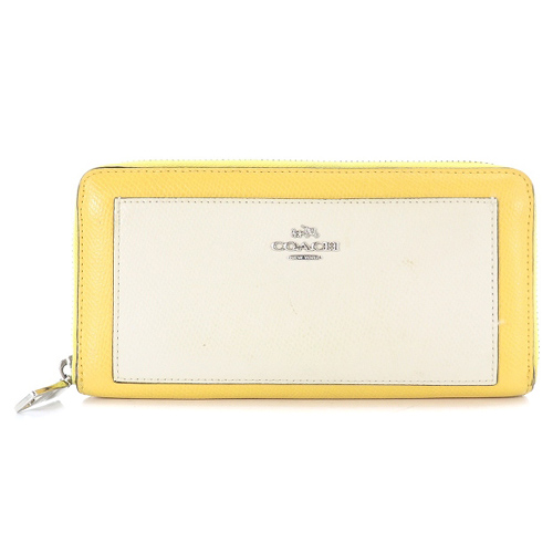 コーチ COACH 長財布 レザー ラウンドファスナー ロゴ 白 ホワイト  