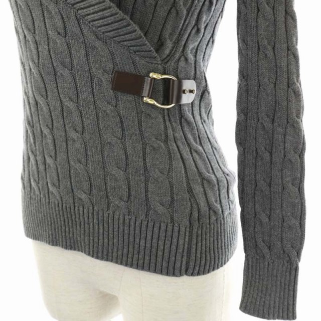 美品 LAUREN RALPH LAUREN ベルト付カシュクールケーブルニット 美品 LAUREN RALPH LAUREN ベルト付カシュクールケーブルニット