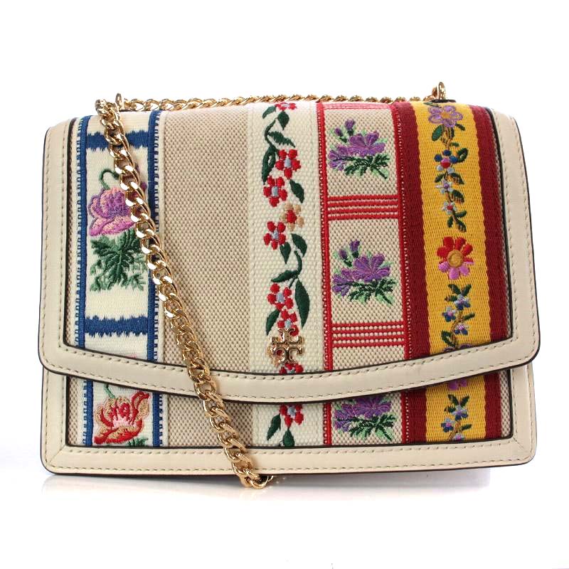 トリーバーチ TORY BURCH 21年製 チェーンショルダーバッグ 刺繍  