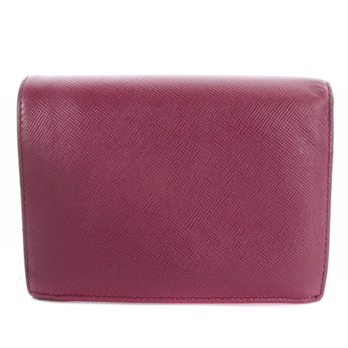 プラダ PRADA 二つ折り財布 レザー ロゴ 紫 パープル /SR7 □OH