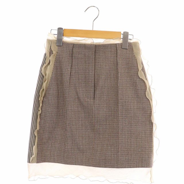 フェンディ FENDI 千鳥格子ウール ミニスカート タイト タック  