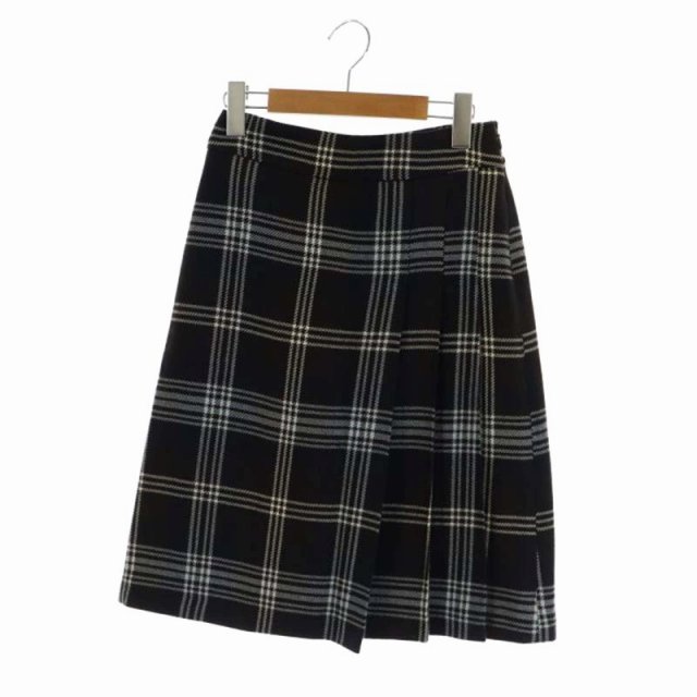 アンタイトル UNTITLED ウールプリーツチェックスカート 膝丈 台形  