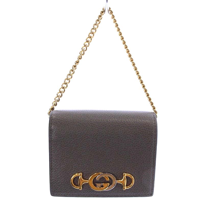 グッチ GUCCI ズゥミ チェーン付き カードケース ミニウォレット