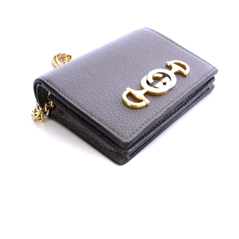 グッチ GUCCI ズゥミ チェーン付き カードケース ミニウォレット 