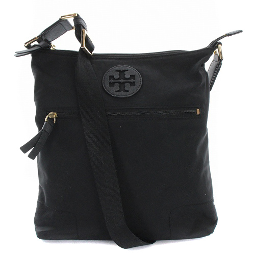 トリーバーチ TORY BURCH ナイロン ショルダーバッグ ロゴ 切替 黒  