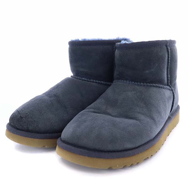 アグ UGG CLASSIC MINI ショート ムートンブーツ USA5 22.0cm 紺 