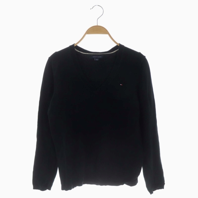 トミーヒルフィガー TOMMY HILFIGER Vネックニット セーター 長袖 M 黒 