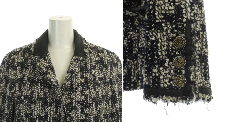 シャネル CHANEL ツイード 千鳥 ココマークボタン 2点セット  