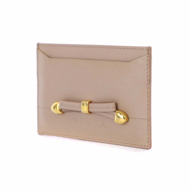 プラダ PRADA カードケース サフィアーノ リボン レザー 茶 ブラウン  