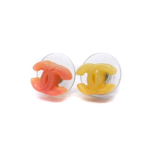 シャネル CHANEL 04P ピアス ココマーク プラスチック ピンク 黄色 