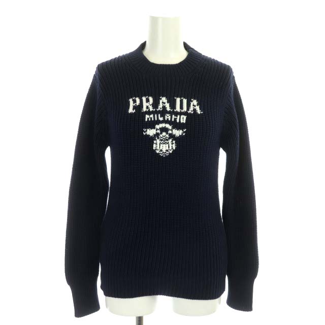 プラダ PRADA 21年製 コットン クルーネックセーター ニット ロゴ プル  