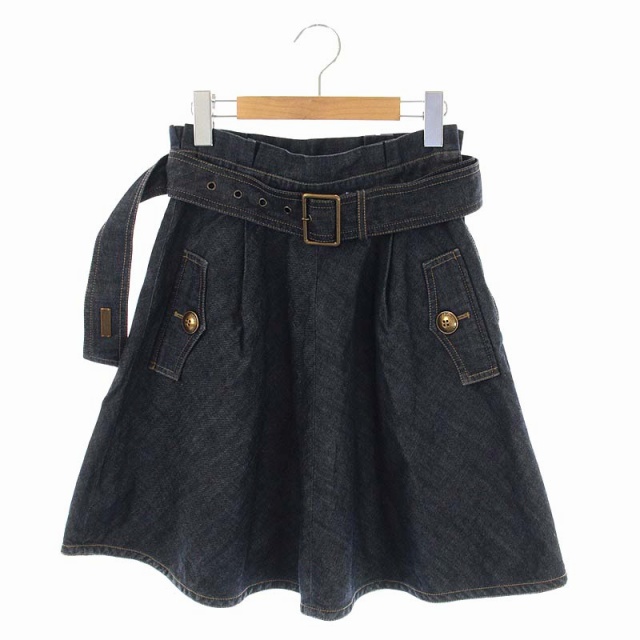バーバリーブルーレーベル☆デニムブルーフレアスカート BURBERRY BLUE
