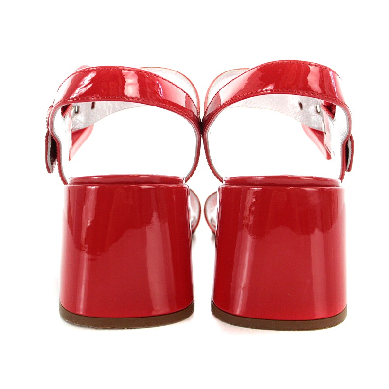 PRADA エナメル ストラップサンダル 37 レッド