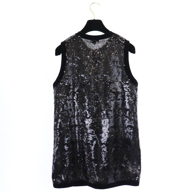 シャネル CHANEL 22SS LOOK10 スパンコール ジレ ココマーク 総柄 36 