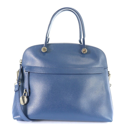フルラ FURLA パイパー ハンドバッグ ショルダーバッグ 2way レザー 青 