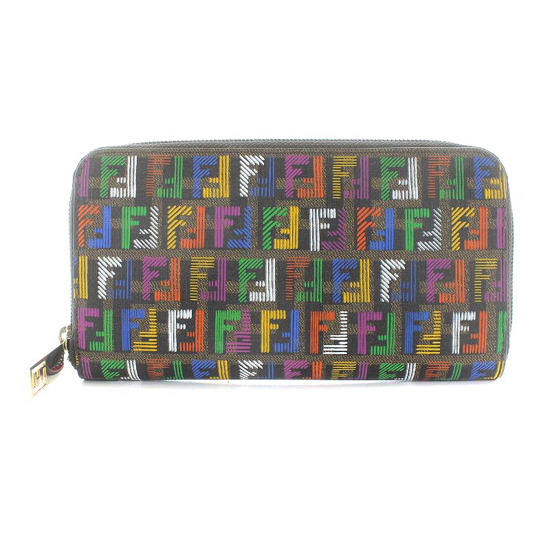 フェンディ FENDI 長財布 マルチカラー ズッカ レザー マルチカラー 