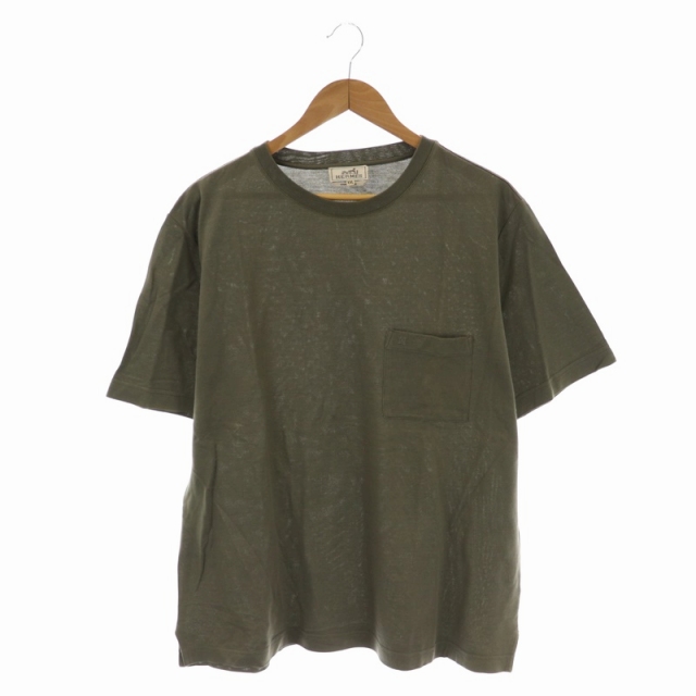 エルメス HERMES Hロゴ刺繍 鹿の子 Tシャツ カットソークルーネック  