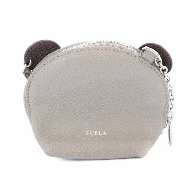 フルラ FURLA クマフラージュ バッグチャーム ポーチ レザー 茶